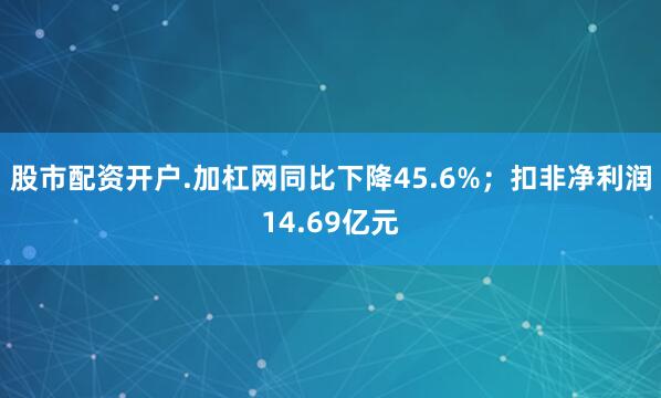 股市配资开户.加杠网同比下降45.6%；扣非净利润14.69亿元