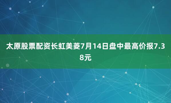 太原股票配资长虹美菱7月14日盘中最高价报7.38元